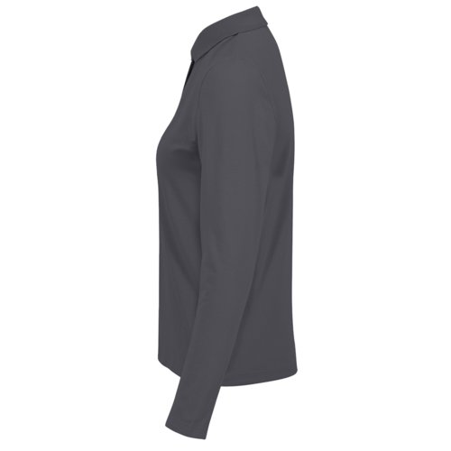 Polo de algodn gris oscuro de manga larga para mujer.