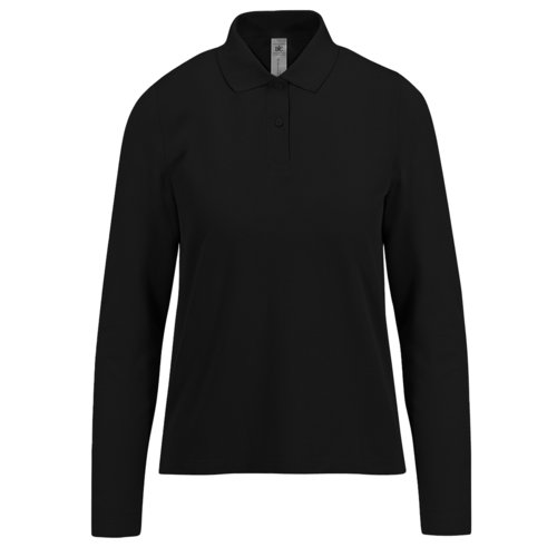 Polo negro de algodn para mujer con mangas largas.