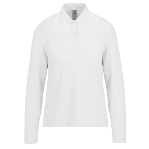 Polo blanco de algodn de manga larga para mujer.