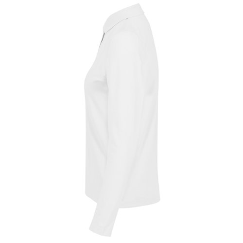 Polo blanco de algodn, manga larga, para mujer.