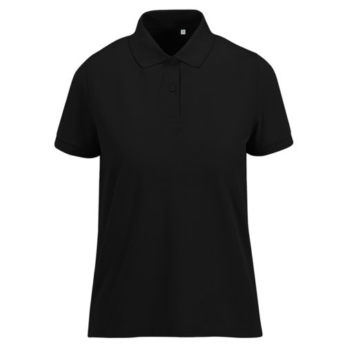 Polo negro de polister reciclado y algodn para mujer.