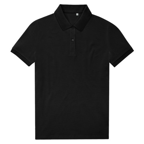 Polo negro de mujer hecho de polister reciclado y algodn.