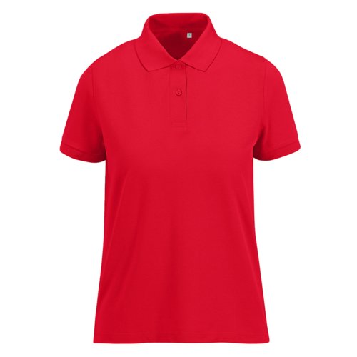 Polo rojo de mujer hecho de mezcla de polister reciclado y algodn.