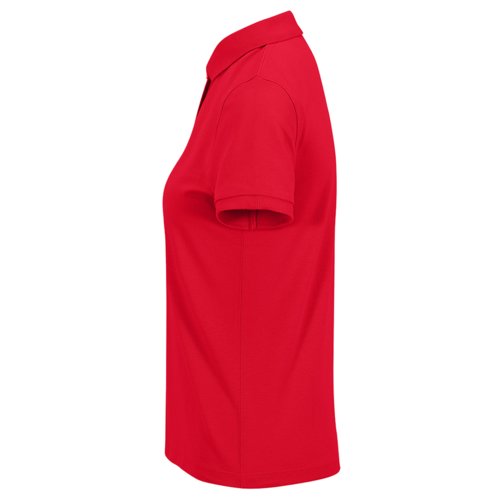 Polo rojo de mujer hecho de polister reciclado y algodn.