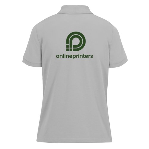 Polo gris de mujer hecho de polister reciclado y algodn.