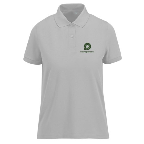 Polo gris de mujer en tejido transpirable con tapeta de botones corta.