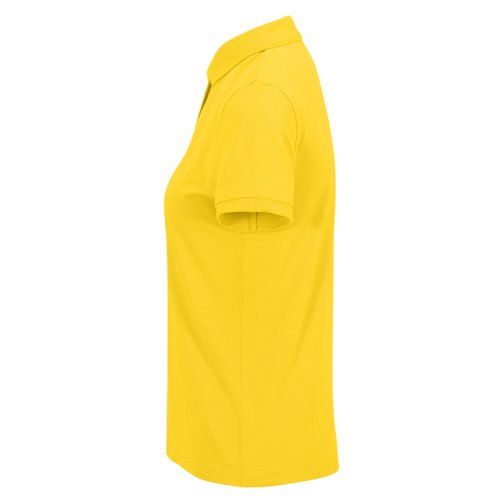 Polo amarillo de mezcla de polister reciclado y algodn para mujer.