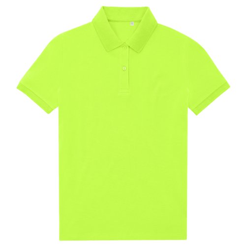 Polo verde manzana de polister reciclado y algodn con tapeta de botones corta.