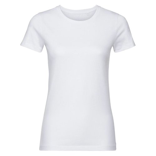 Camiseta blanca de mujer en algodn orgnico de manga corta.