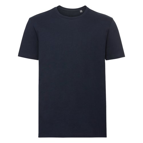 Camiseta azul marino de algodn orgnico con mangas cortas.