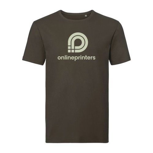 Camiseta marrn de algodn para hombre con mangas cortas.