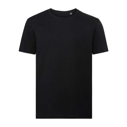 Camiseta negra de algodn orgnico para hombre con mangas cortas.