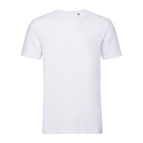 Camiseta blanca de algodn orgnico con mangas cortas.