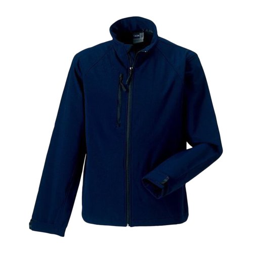 Chaqueta softshell azul marino de polister y elastano para hombre.