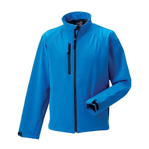 Chaqueta softshell azul celeste de polister y elastano para hombre.