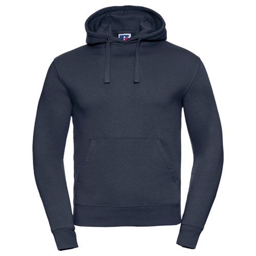 Sudadera con capucha azul marino de algodn y polister con bolsillo tipo canguro.