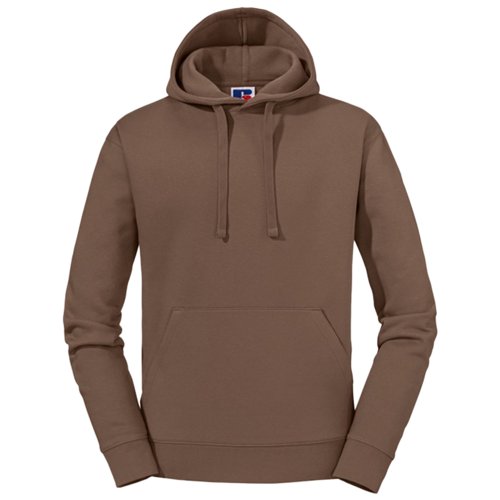 Sudadera con capucha marrn de algodn y polister para hombre con bolsillo tipo canguro.