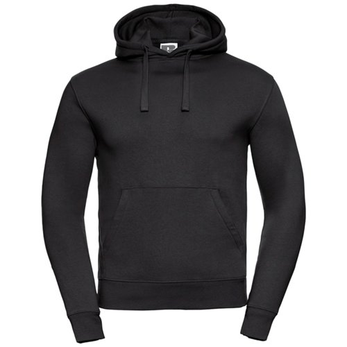 Sudadera con capucha negra de algodn y polister para hombre con capucha y bolsillo tipo canguro.