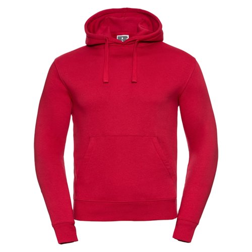 Sudadera roja con capucha de algodn y polister para hombre, con cordn y bolsillo canguro.