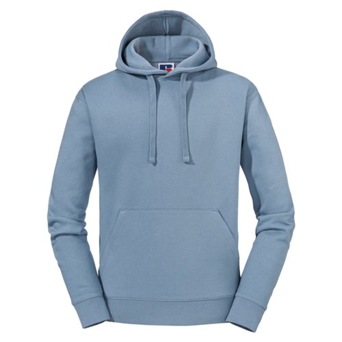 Sudadera con capucha azul claro de algodn y polister con capucha y bolsillo tipo canguro.