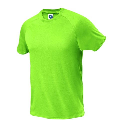 Camiseta verde de polister con mangas cortas.