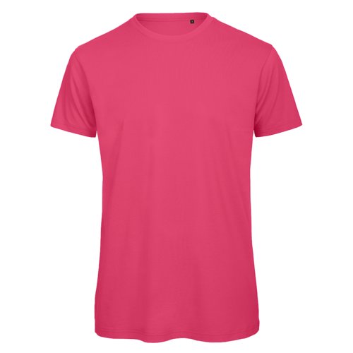 Camiseta fucsia de algodn orgnico con mangas cortas.