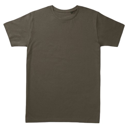 Camiseta caqui de algodn con mangas cortas y cuello redondo.