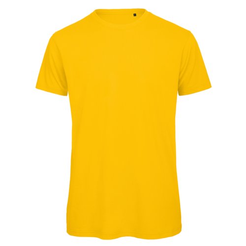 Camiseta de algodn orgnico amarillo dorado con mangas cortas.