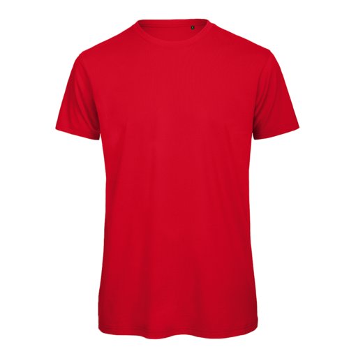 Camiseta roja de algodn orgnico con mangas cortas.