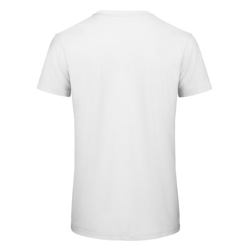 Camiseta blanca de algodn orgnico para hombre con mangas cortas.