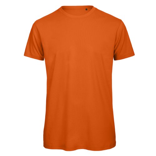 Camiseta naranja de algodn orgnico de manga corta.