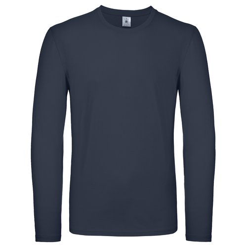 Camiseta de manga larga de algodn azul marino para hombre.