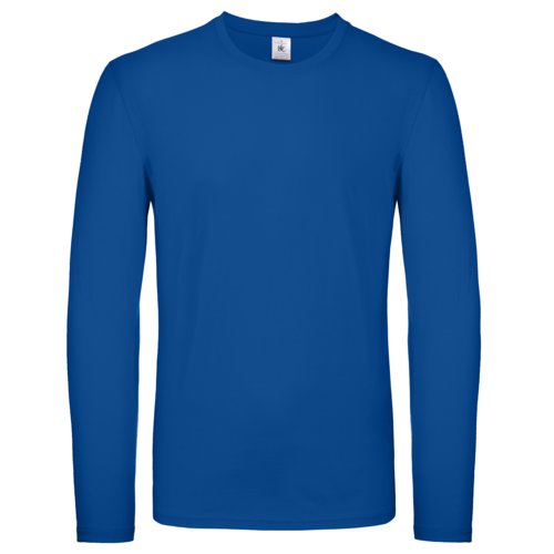 Camiseta de manga larga de algodn azul real para hombre.