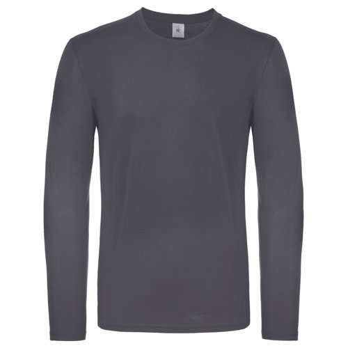 Camiseta de manga larga de algodn gris oscuro para hombre.