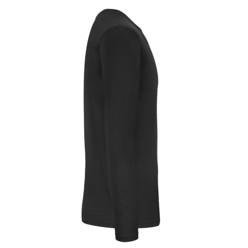 Camiseta negra de manga larga de algodn con cuello redondo.