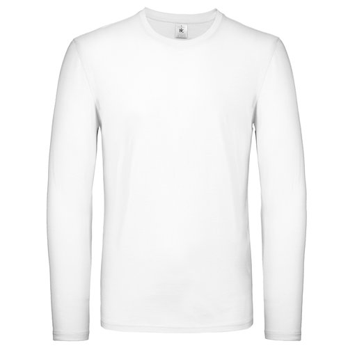 Camiseta blanca de manga larga de algodn para hombre.