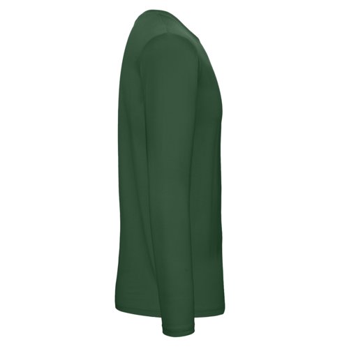 Camiseta de manga larga verde oscuro de algodn con cuello redondo.