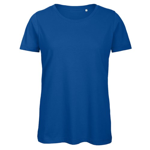 Camiseta de algodn orgnico azul real para mujer con mangas cortas.