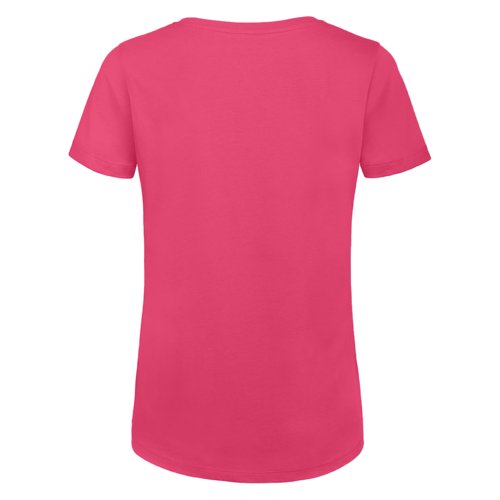 Camiseta rosa de mujer en algodn orgnico de manga corta.