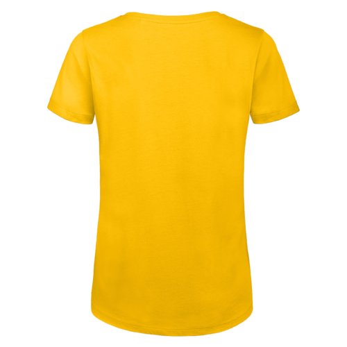 Camiseta de mujer de color amarillo dorado en algodn orgnico de manga corta.