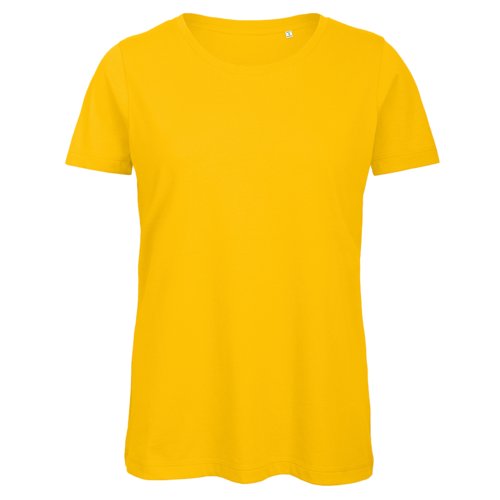 Camiseta de algodn orgnico amarillo dorado para mujer.