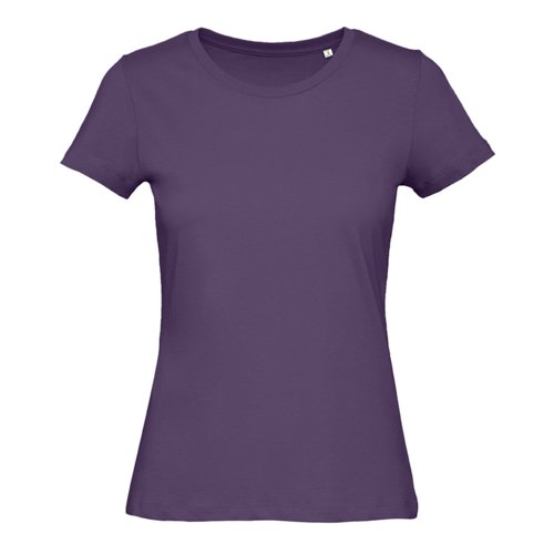 Camiseta de mujer en algodn orgnico violeta oscuro de manga corta.