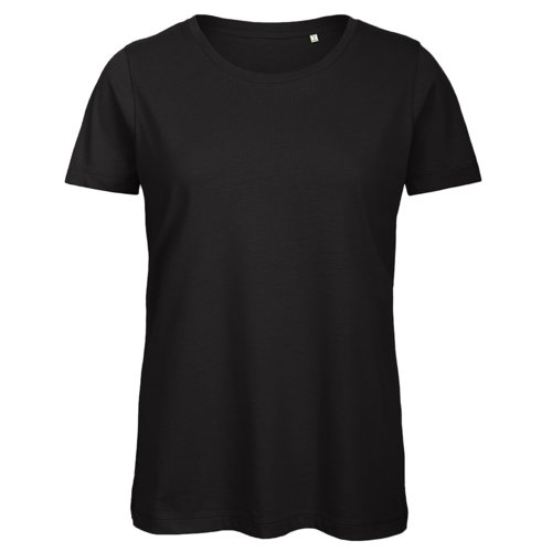 Camiseta negra de algodn para mujer con mangas cortas.