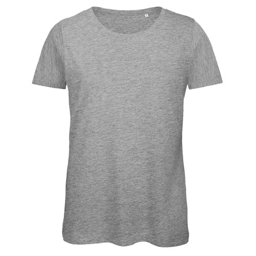 Camiseta gris de algodn para mujer con mangas cortas.