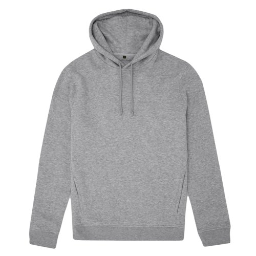 Sudadera con capucha gris jaspeado de algodn orgnico y polister reciclado.