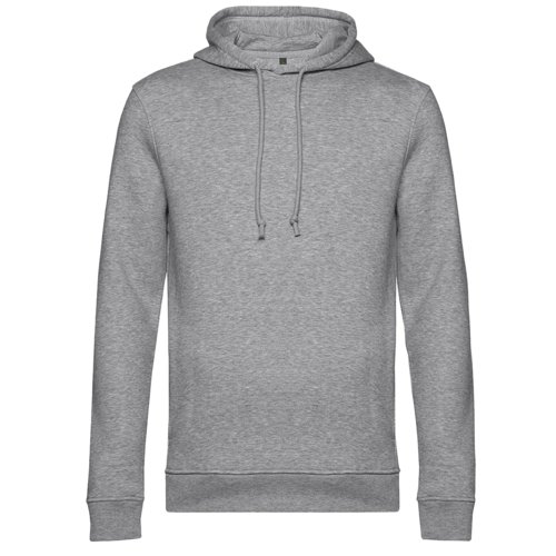 Sudadera con capucha gris jaspeado hecha de algodn orgnico y polister reciclado con capucha y cordn.