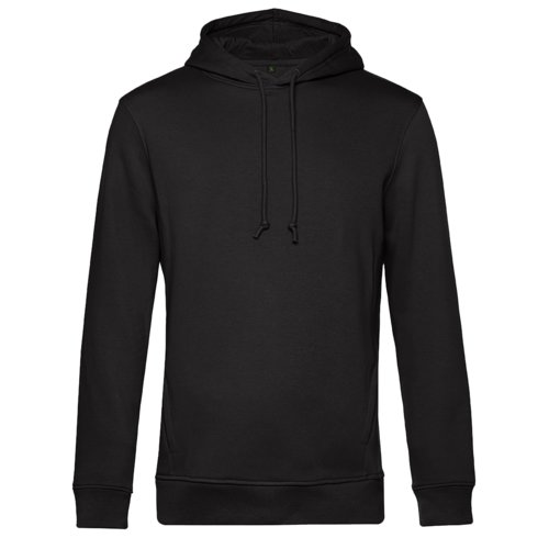 Sudadera con capucha negra de algodn y polister con capucha y cordn.