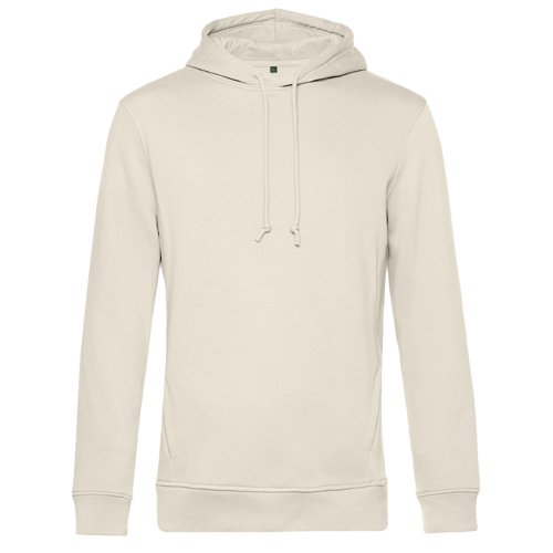 Sudadera con capucha beige de mezcla de algodn con capucha y cordn ajustable.