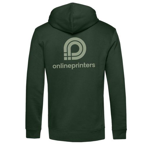 Sudadera con capucha verde oscuro de algodn orgnico y polister reciclado.