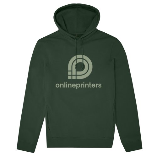 Sudadera con capucha verde oscuro de algodn orgnico y polister reciclado.